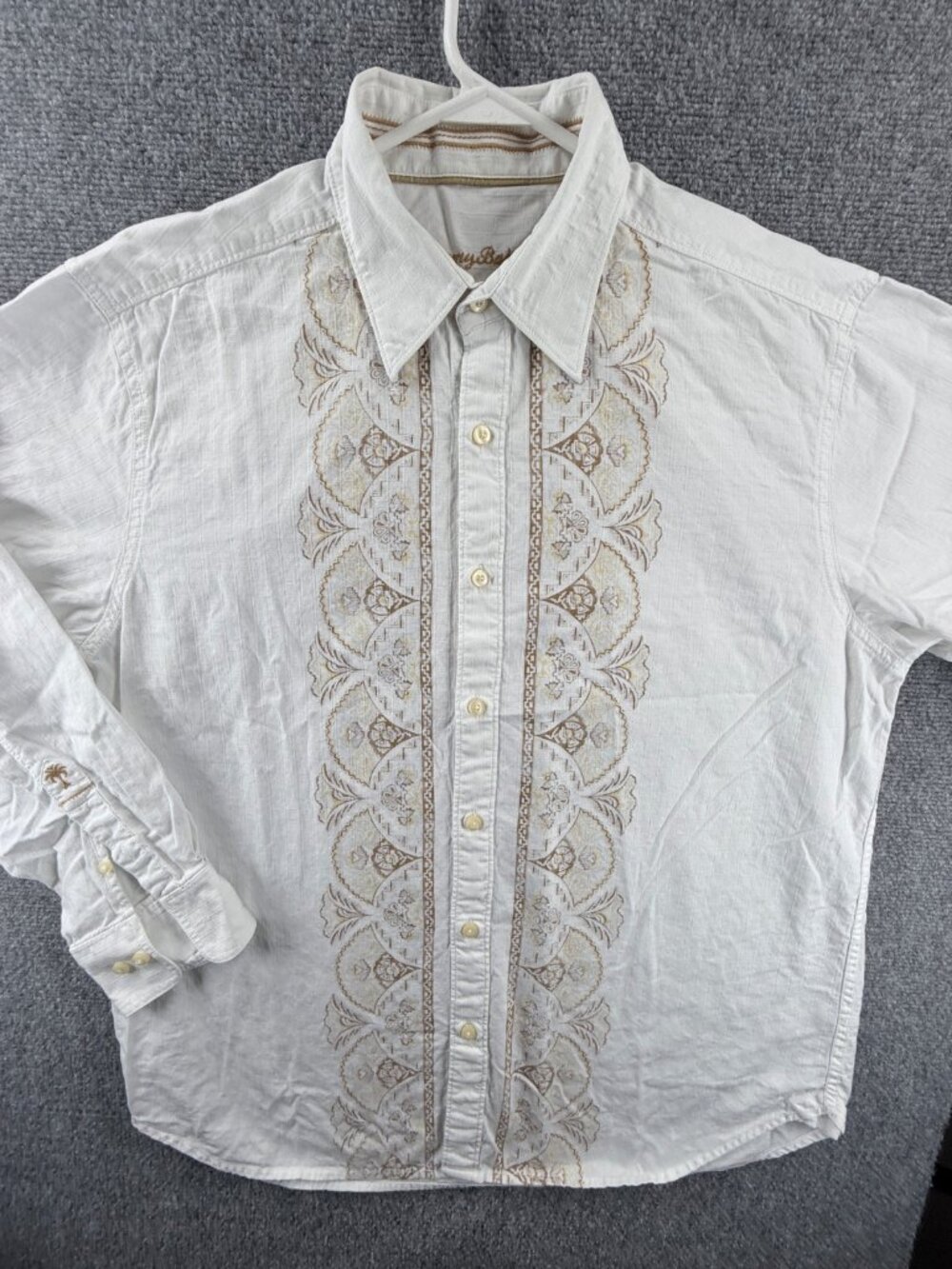 Tommy Bahama Geometric All Cotton Large White Vacation Resort Shirt Button Up